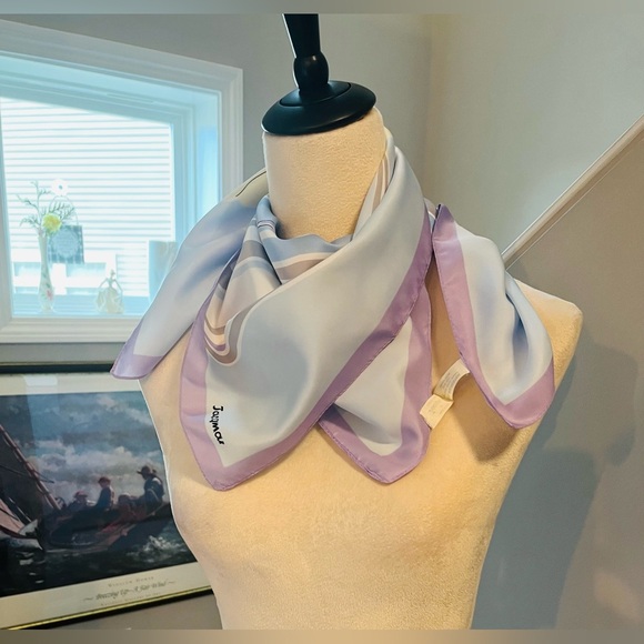 JACQMAR LONDON Abstract Floral Scarf Blue Purple Made In Italy - Picture 10 of 16